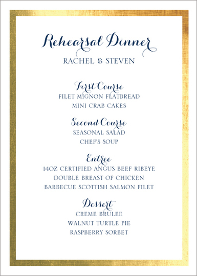 Foil Frame Menu Cards